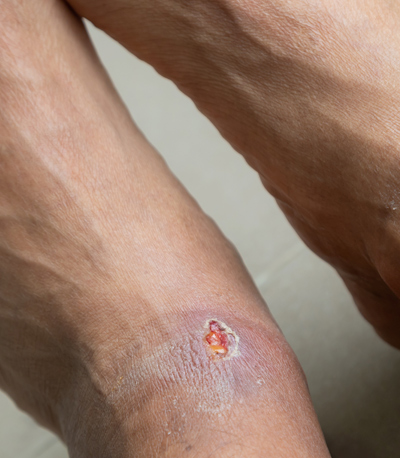 skin lesion and wound on an ankle